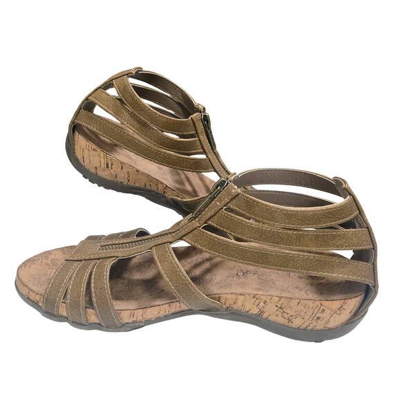 Bearpaw Layla II Cutest Light-Brown Leather Zip Gladiator Sandals Women Size 7 - Picture 4 of 8